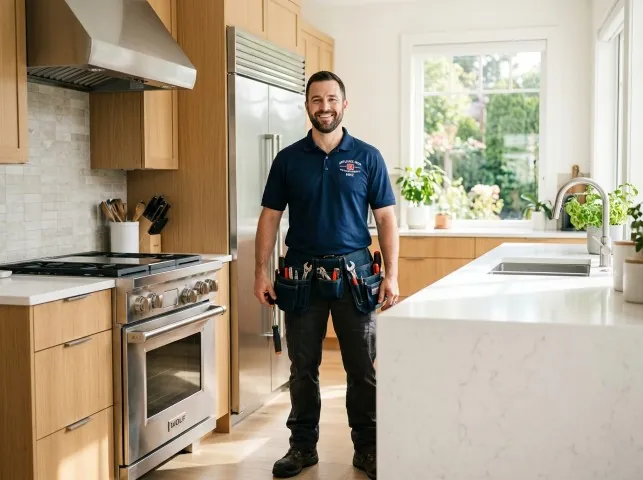 Appliance Repair Hero technician in a Burnips, MI kitchen after an appliance repair